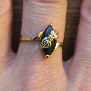 Black Onyx & Black Hills Gold Ring